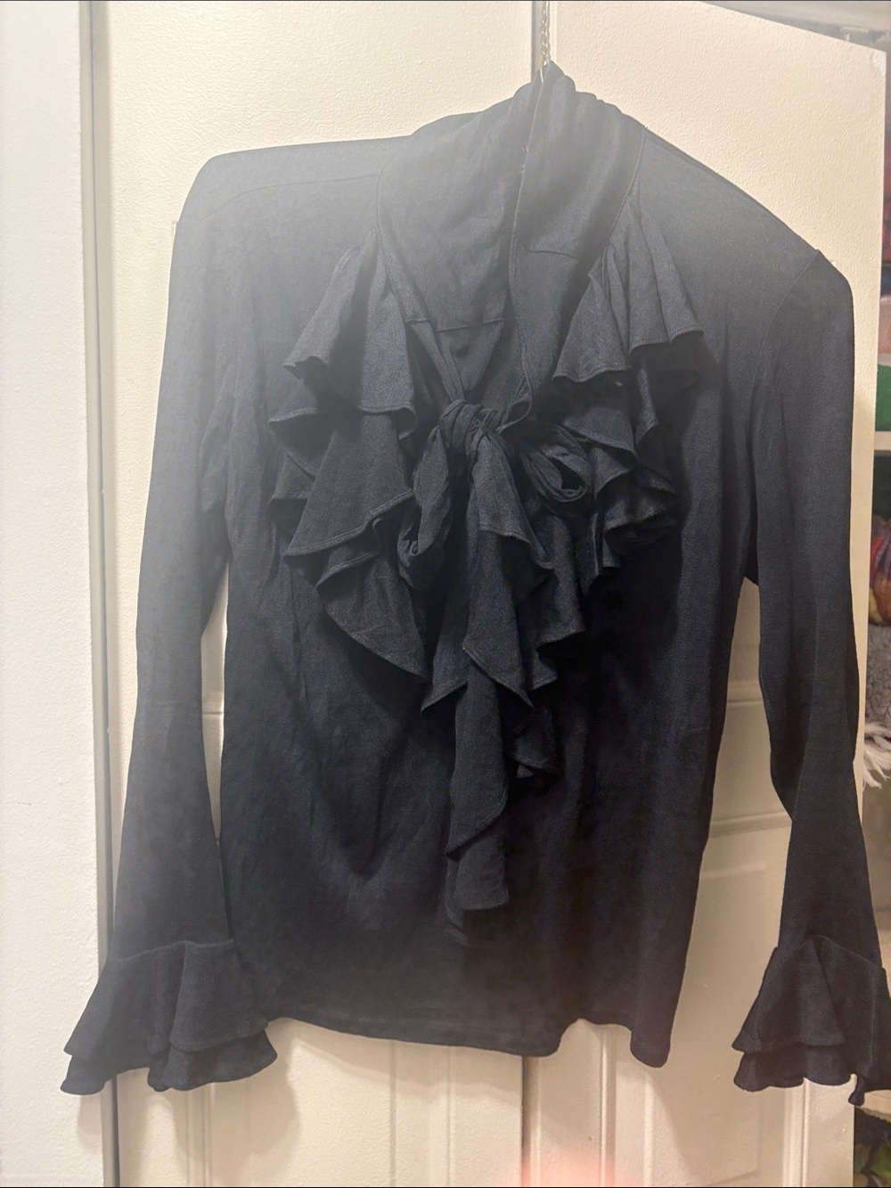 Ralph Lauren Black Silk Blouse | Women’s Size S, Neck Tie Ruffle